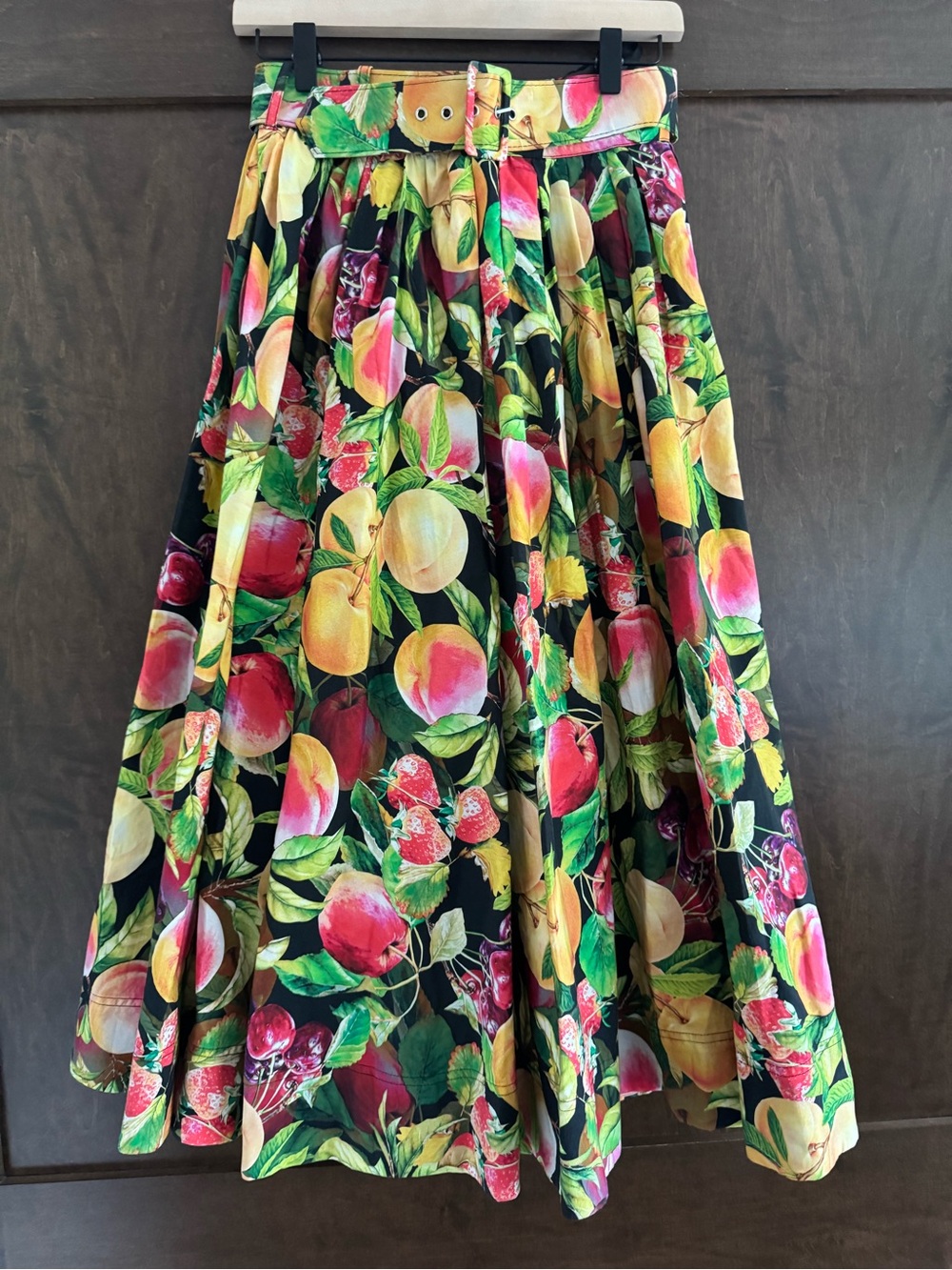 Maeve by Anthropologie Belted Circle Skirt Fruit-Print